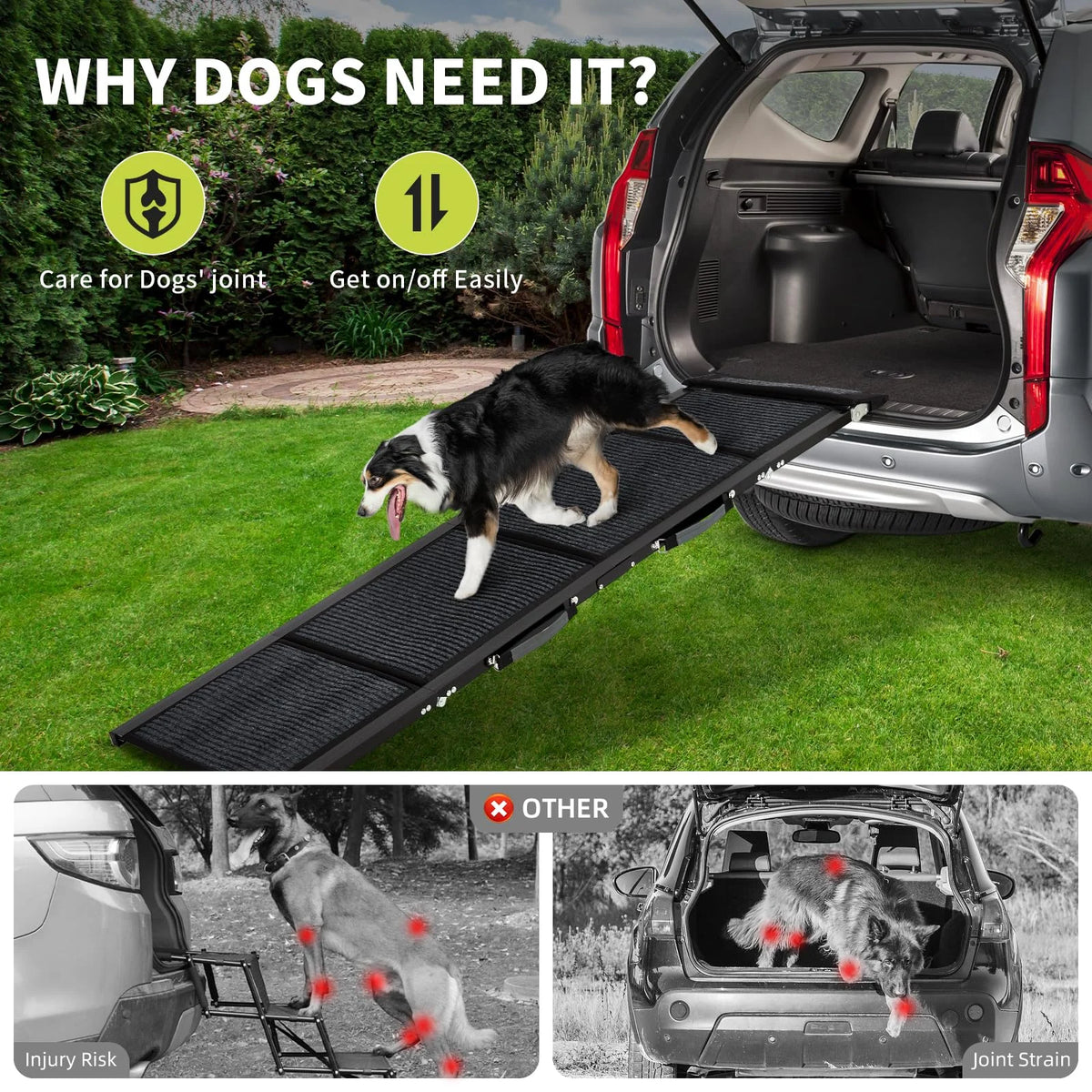 Foldable Dog Car Ramp with Non-Slip Surface
