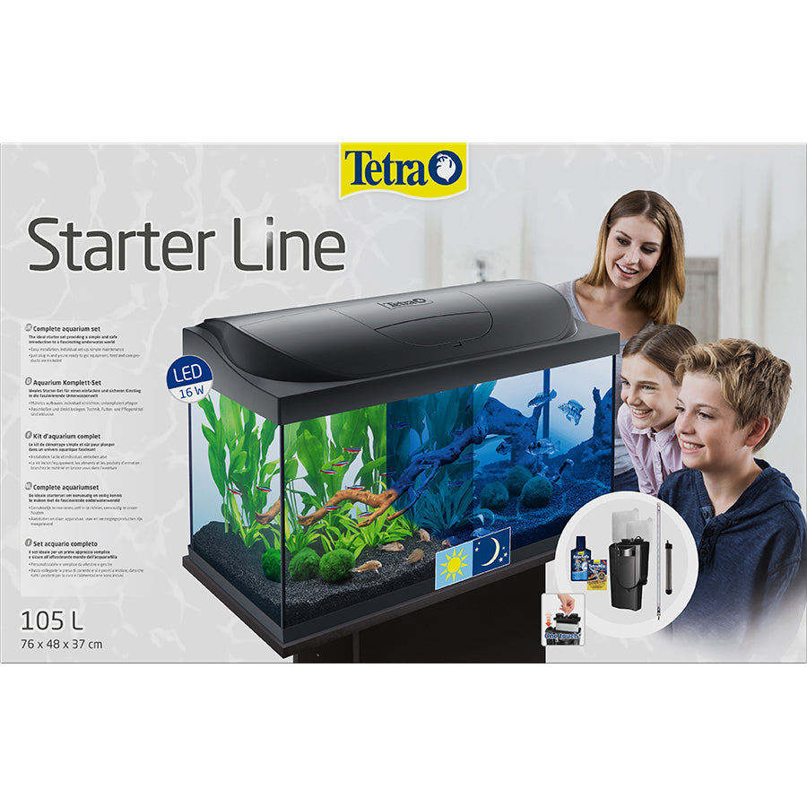 Modern Glass Aquarium Fish Tank with Hood Black