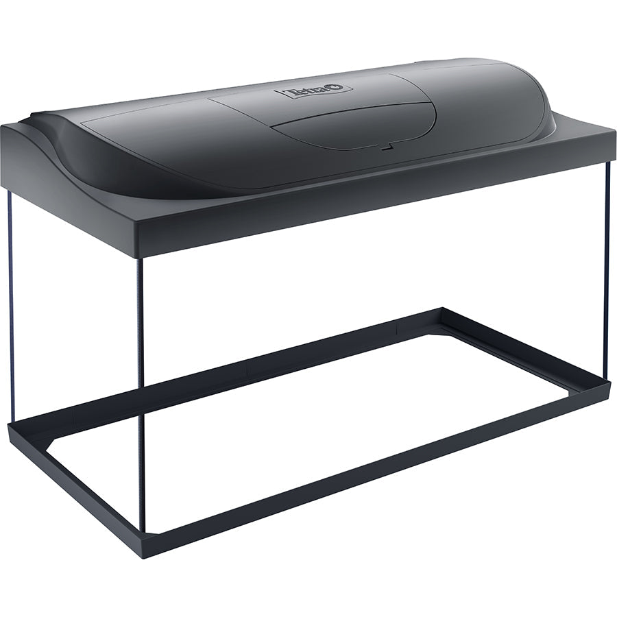 Modern Glass Aquarium Fish Tank with Hood Black