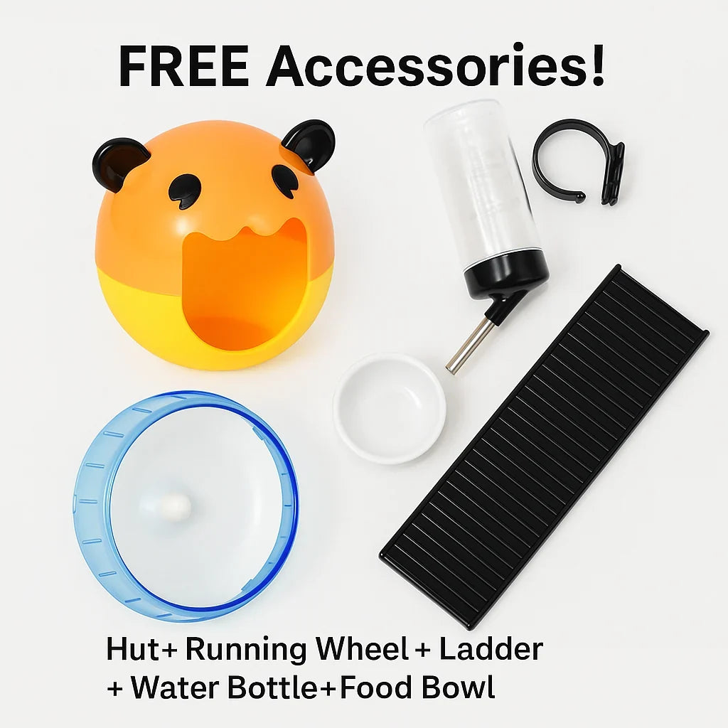Large Multi Level Hamster Cage with Tubes & Platforms Black