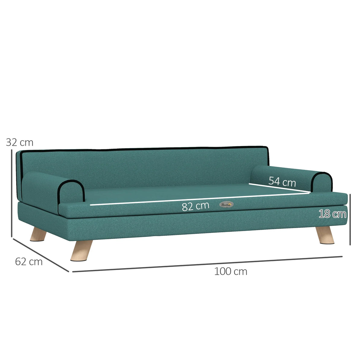 Elevated Dog Sofa Bed with Cushion Green