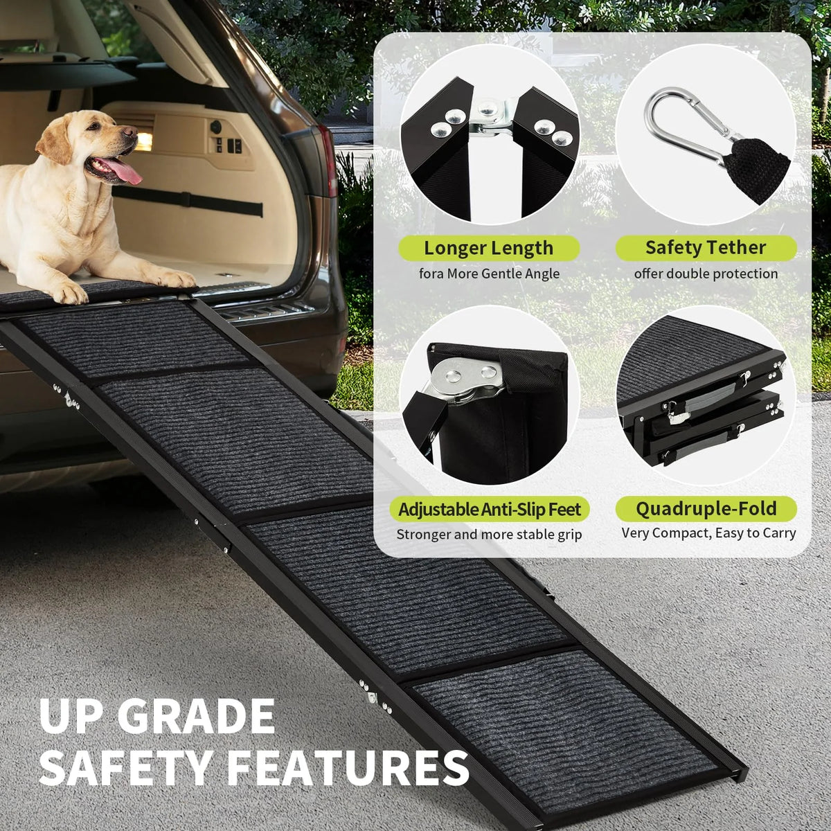 Foldable Dog Car Ramp with Non-Slip Surface