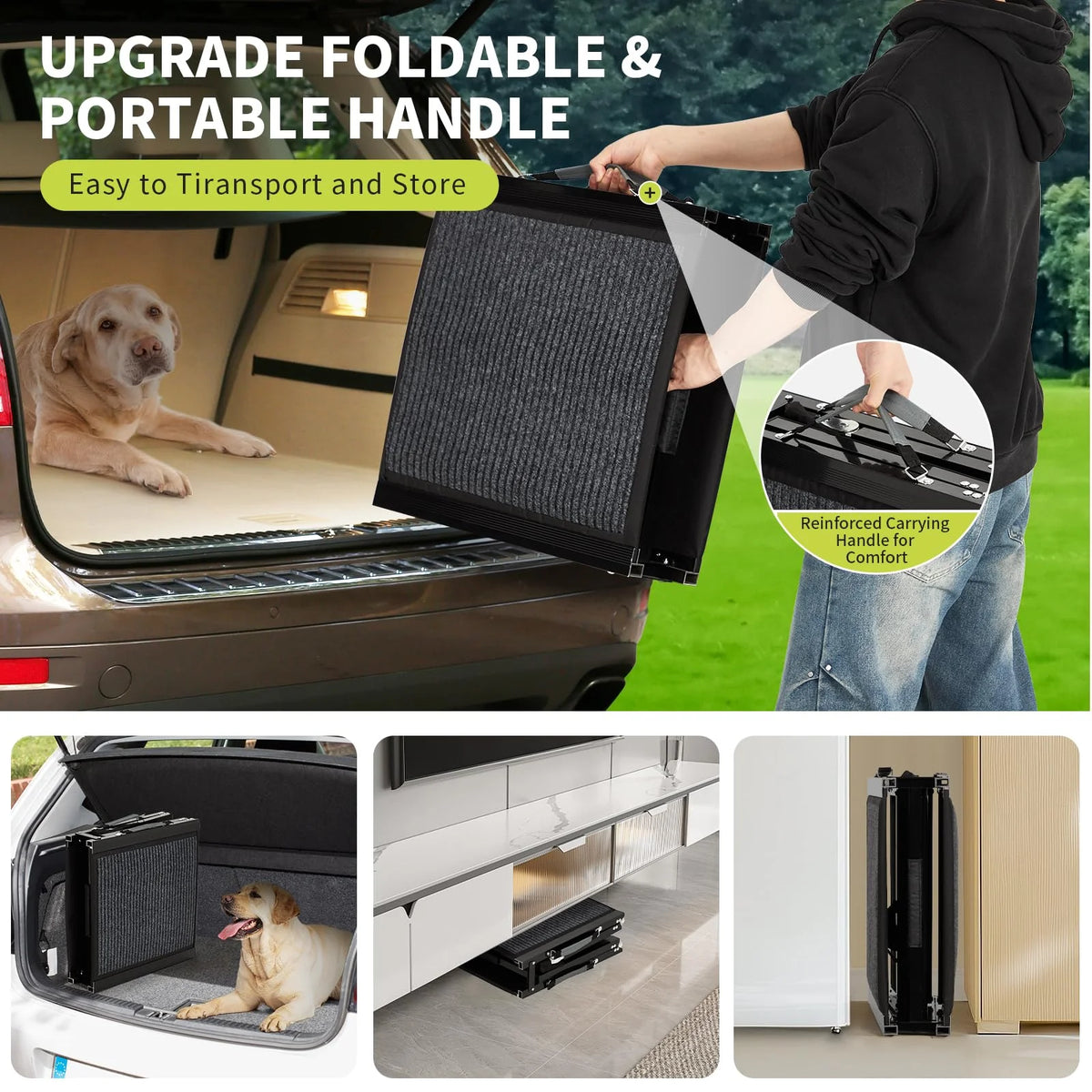 Foldable Dog Car Ramp with Non-Slip Surface