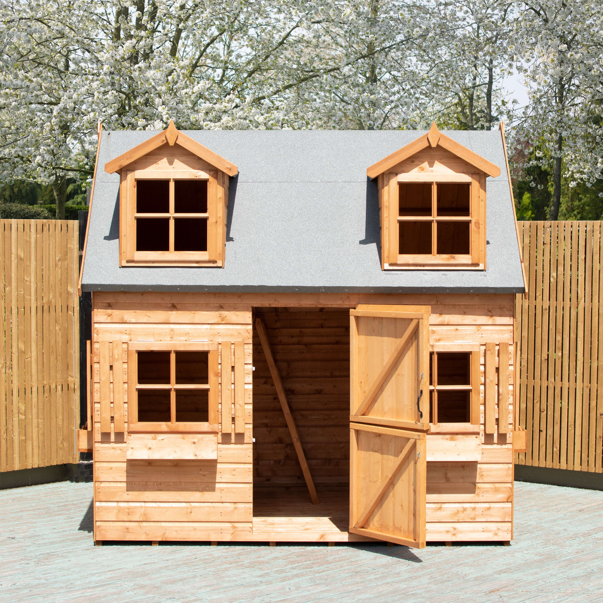 Shire Hatter’s House 8x6ft Wooden Playhouse – Kids Garden Outdoor Playhouse