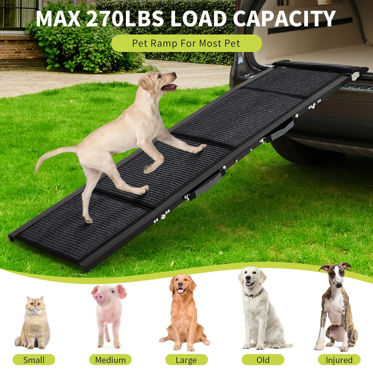 Foldable Dog Car Ramp with Non-Slip Surface
