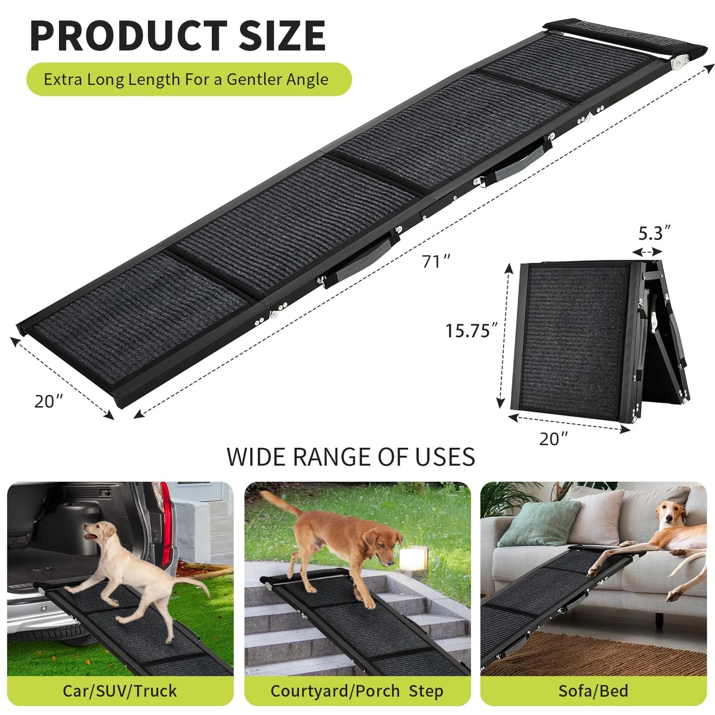 Foldable Dog Car Ramp with Non-Slip Surface