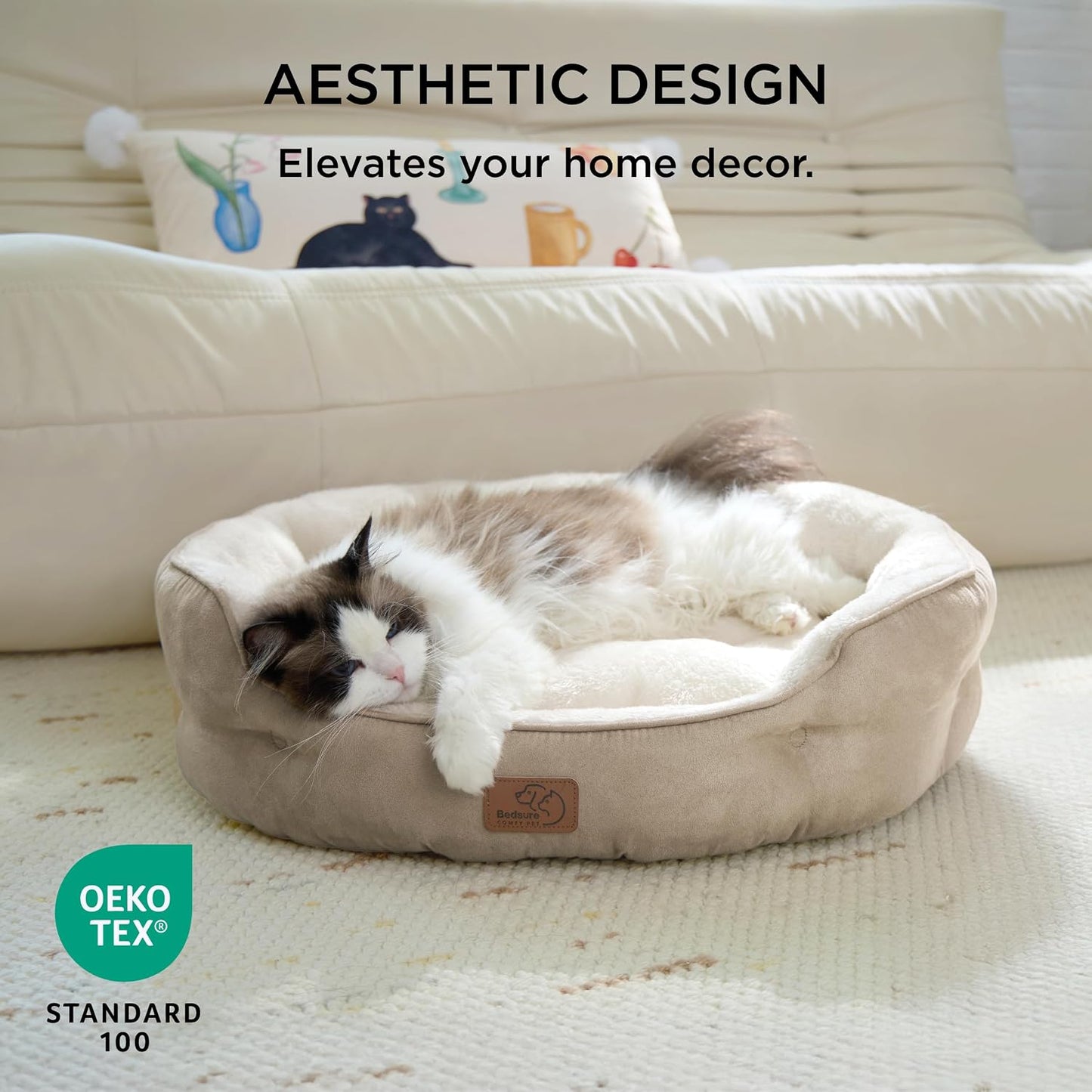 Plush Calming Pet Bed for Cats & Small Dogs