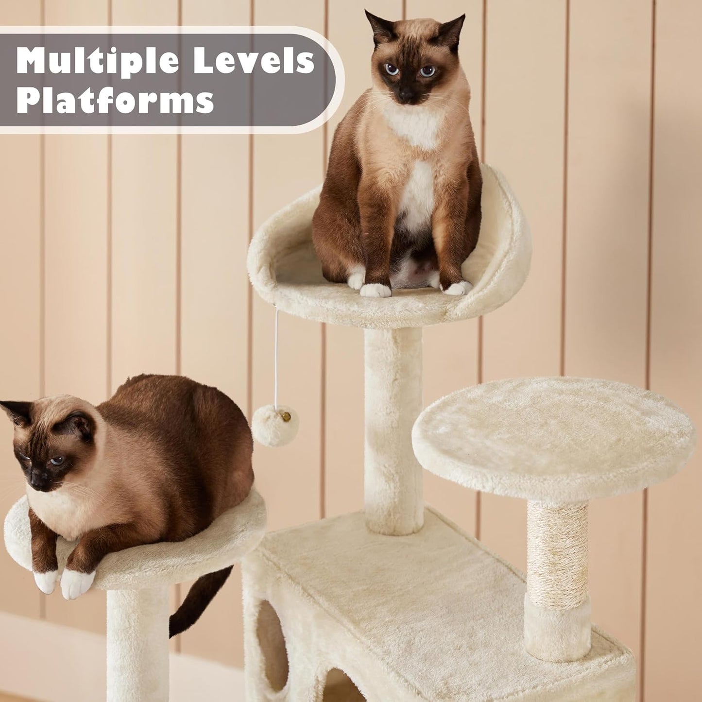 Large Multi Level Cat Tree with Scratching Posts & Condos