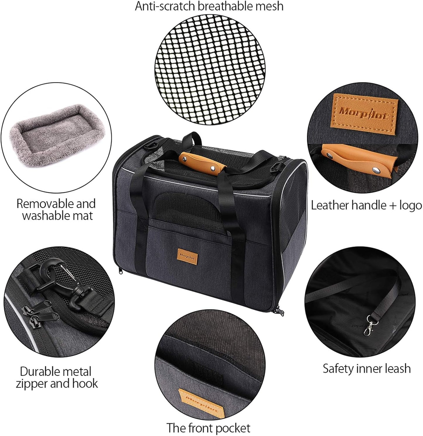Soft-Sided Pet Carrier Bag for Cats & Small Dogsv
