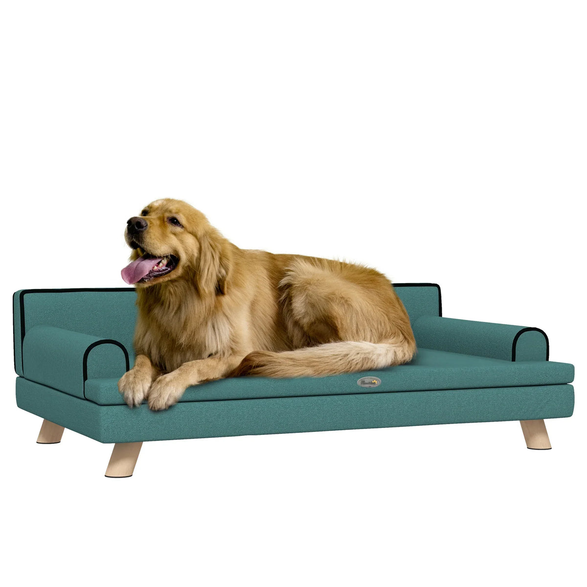 Elevated Dog Sofa Bed with Cushion Green