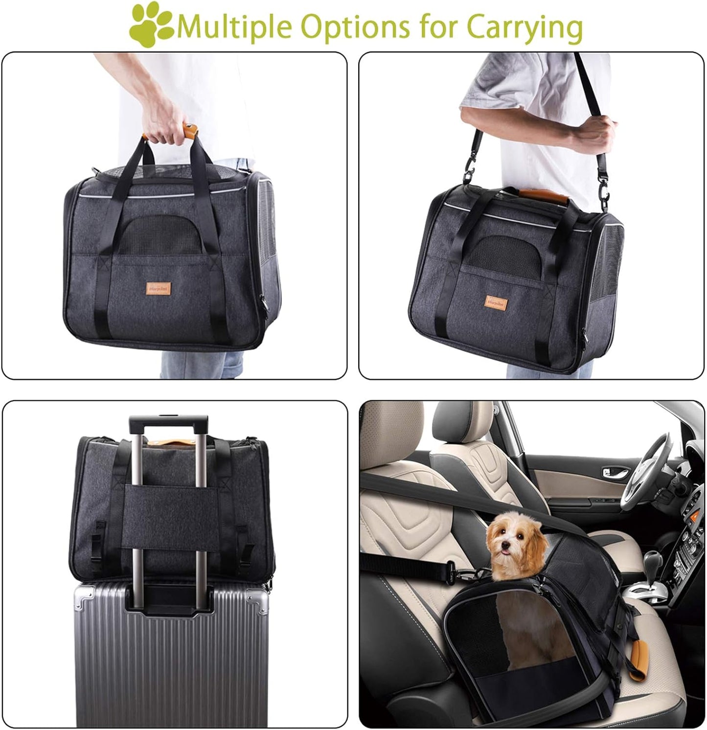 Soft-Sided Pet Carrier Bag for Cats & Small Dogsv