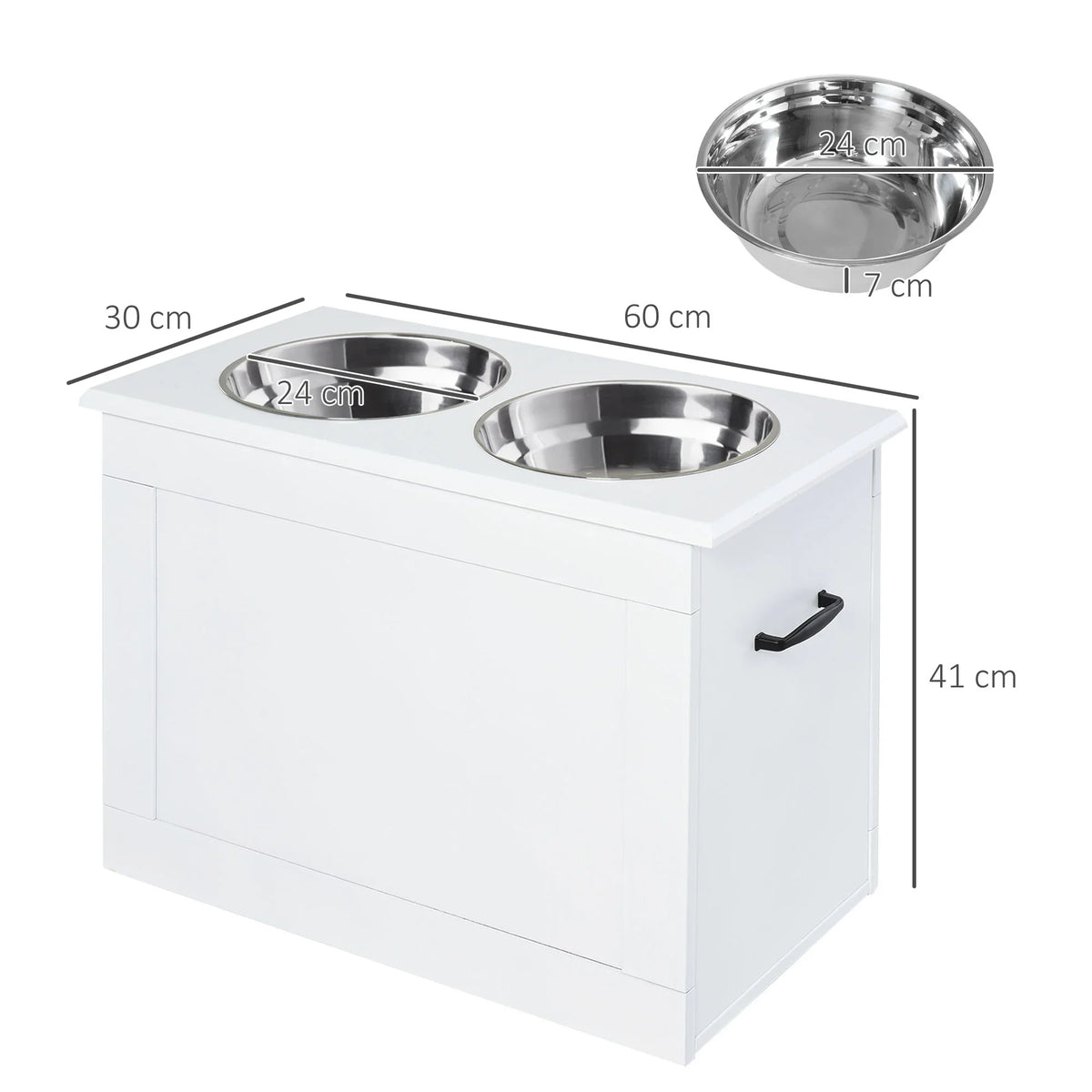 Elevated Dog Feeding Station with 2 Stainless Steel Bowls & Storage Cabinet