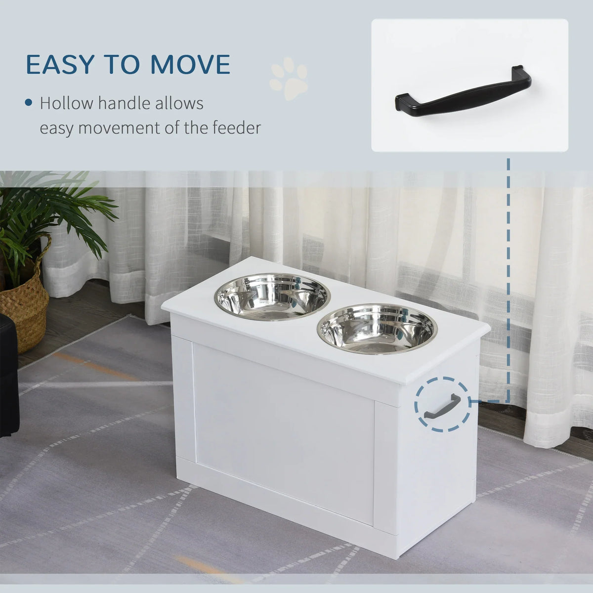 Elevated Dog Feeding Station with 2 Stainless Steel Bowls & Storage Cabinet