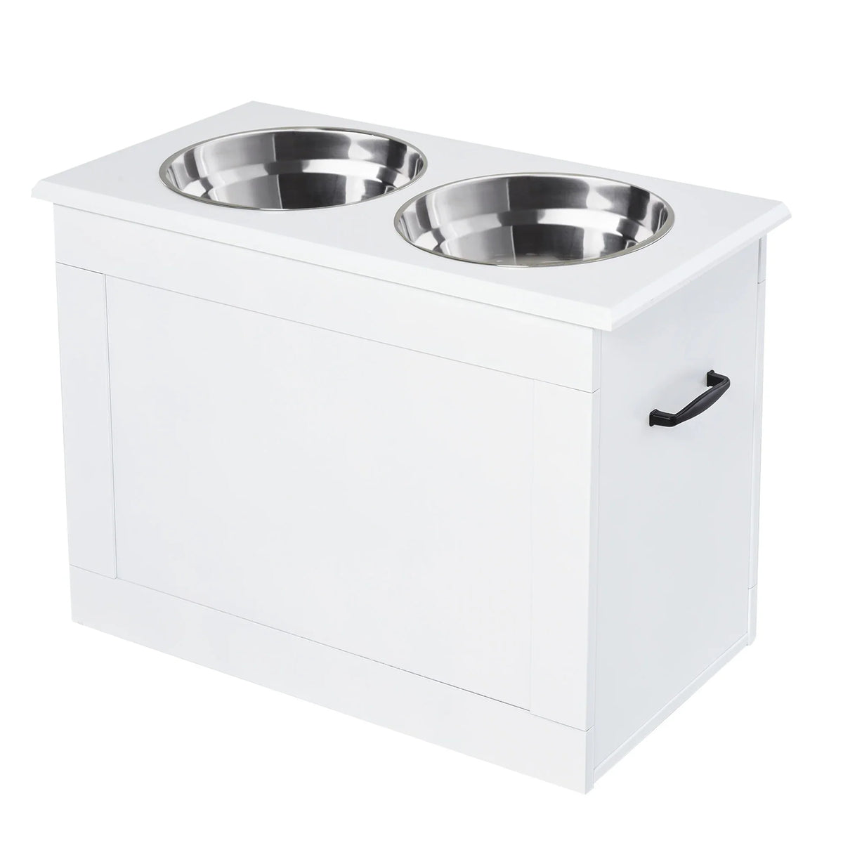 Elevated Dog Feeding Station with 2 Stainless Steel Bowls & Storage Cabinet