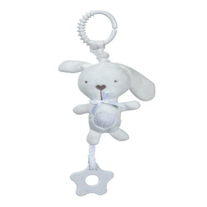Cartoon Animal Plush Rattle Pendant – Baby Shake Bell Toy with Elephant & Rabbit Design