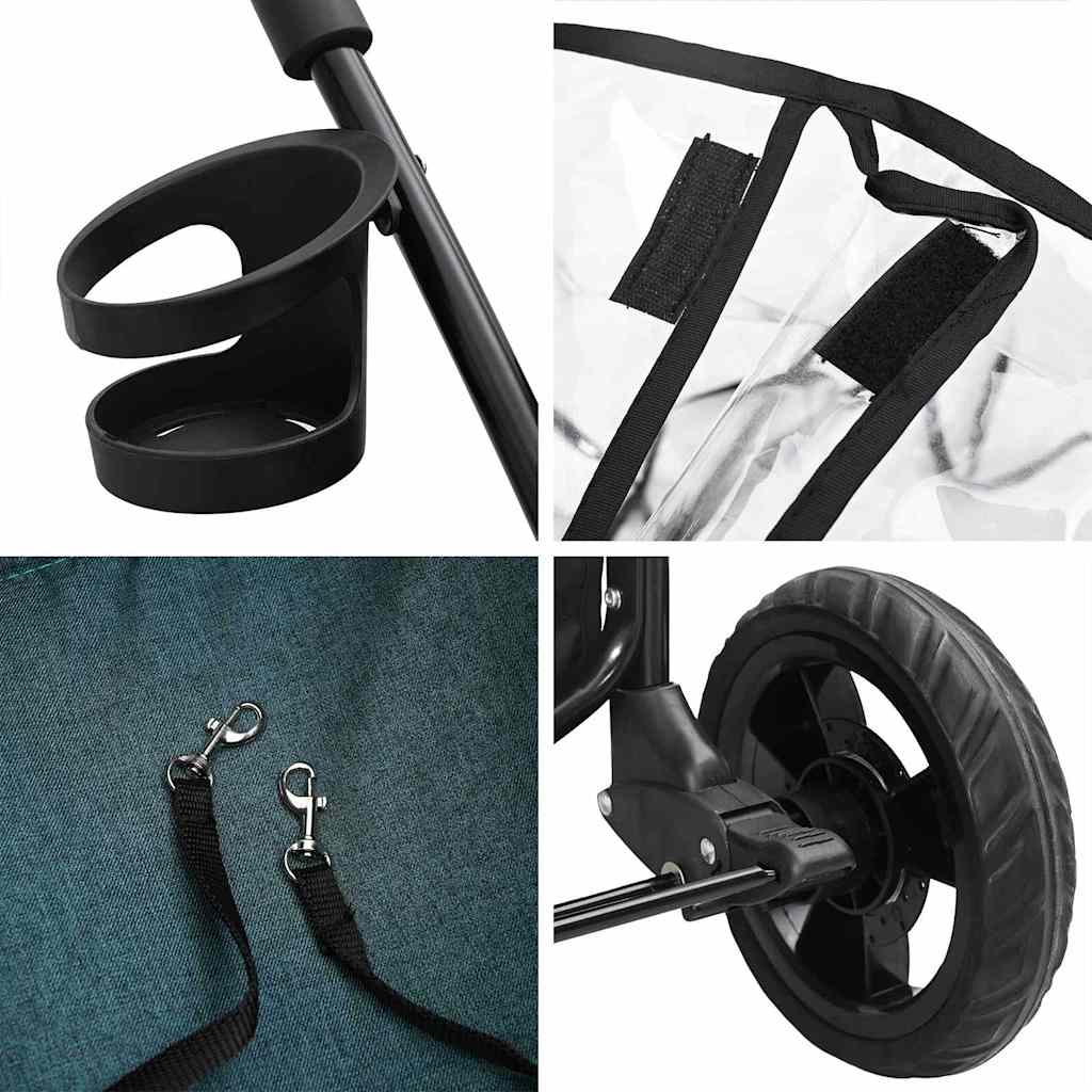 Wheel Foldable Pet Stroller for Dogs & Cats with Rain Cover