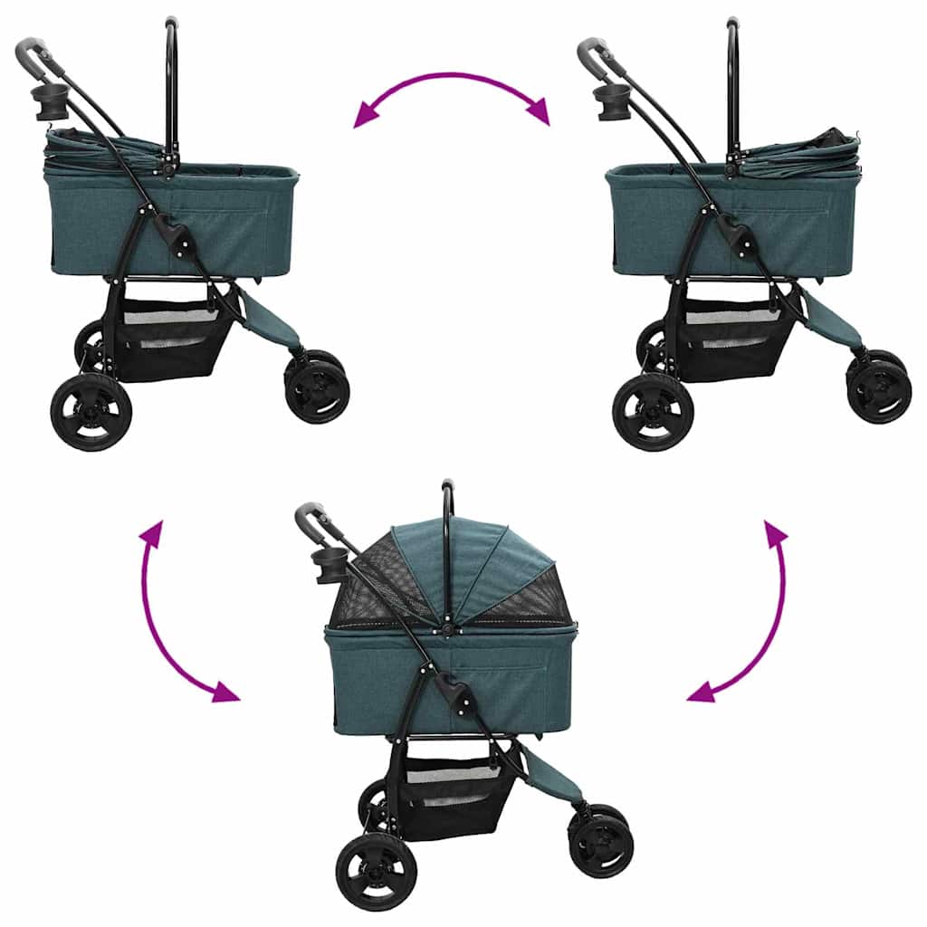 Wheel Foldable Pet Stroller for Dogs & Cats with Rain Cover