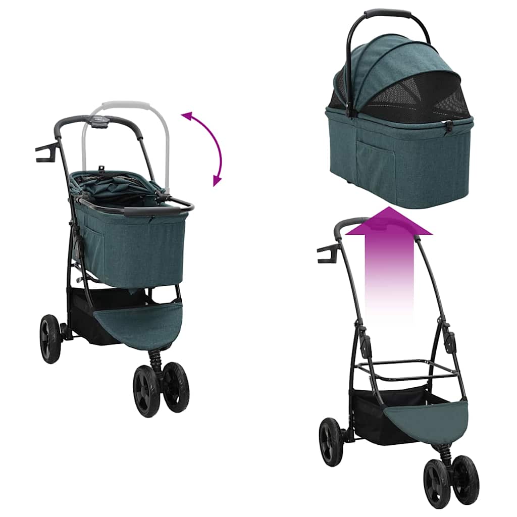 Wheel Foldable Pet Stroller for Dogs & Cats with Rain Cover