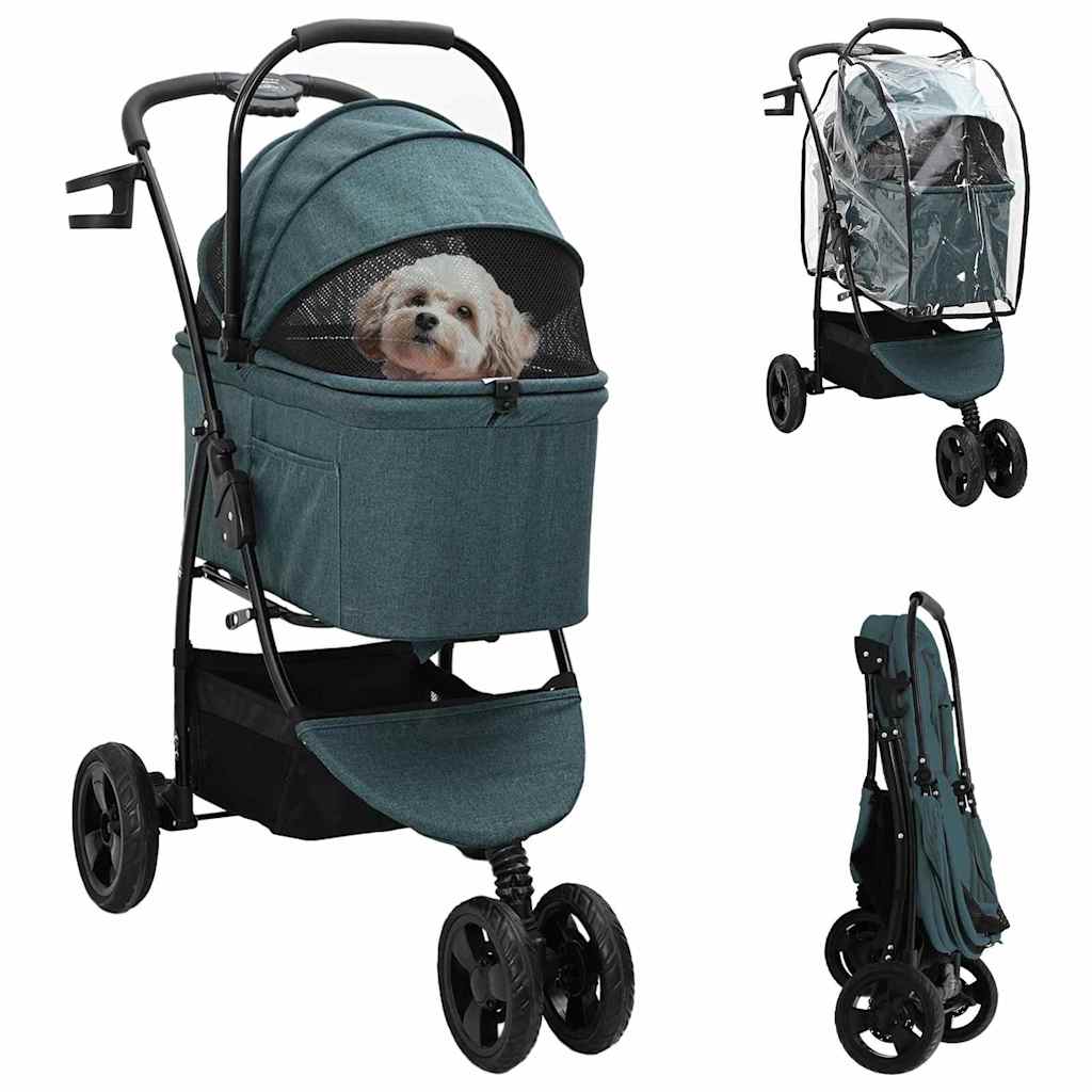 Wheel Foldable Pet Stroller for Dogs & Cats with Rain Cover